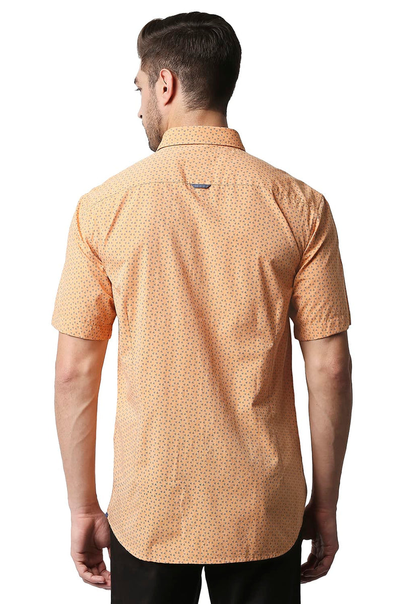 BASICS SLIM FIT FIL-A-FIL PRINTED HALFSLEEVES SHIRT