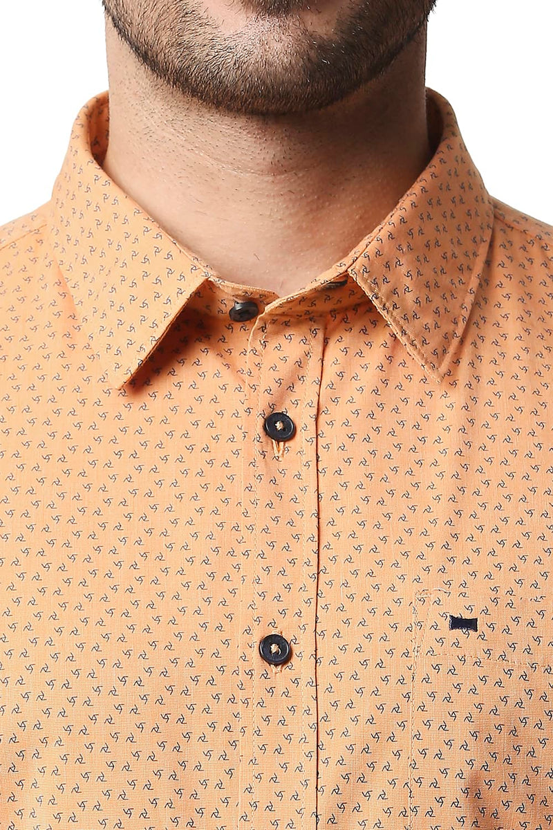 BASICS SLIM FIT FIL-A-FIL PRINTED HALFSLEEVES SHIRT