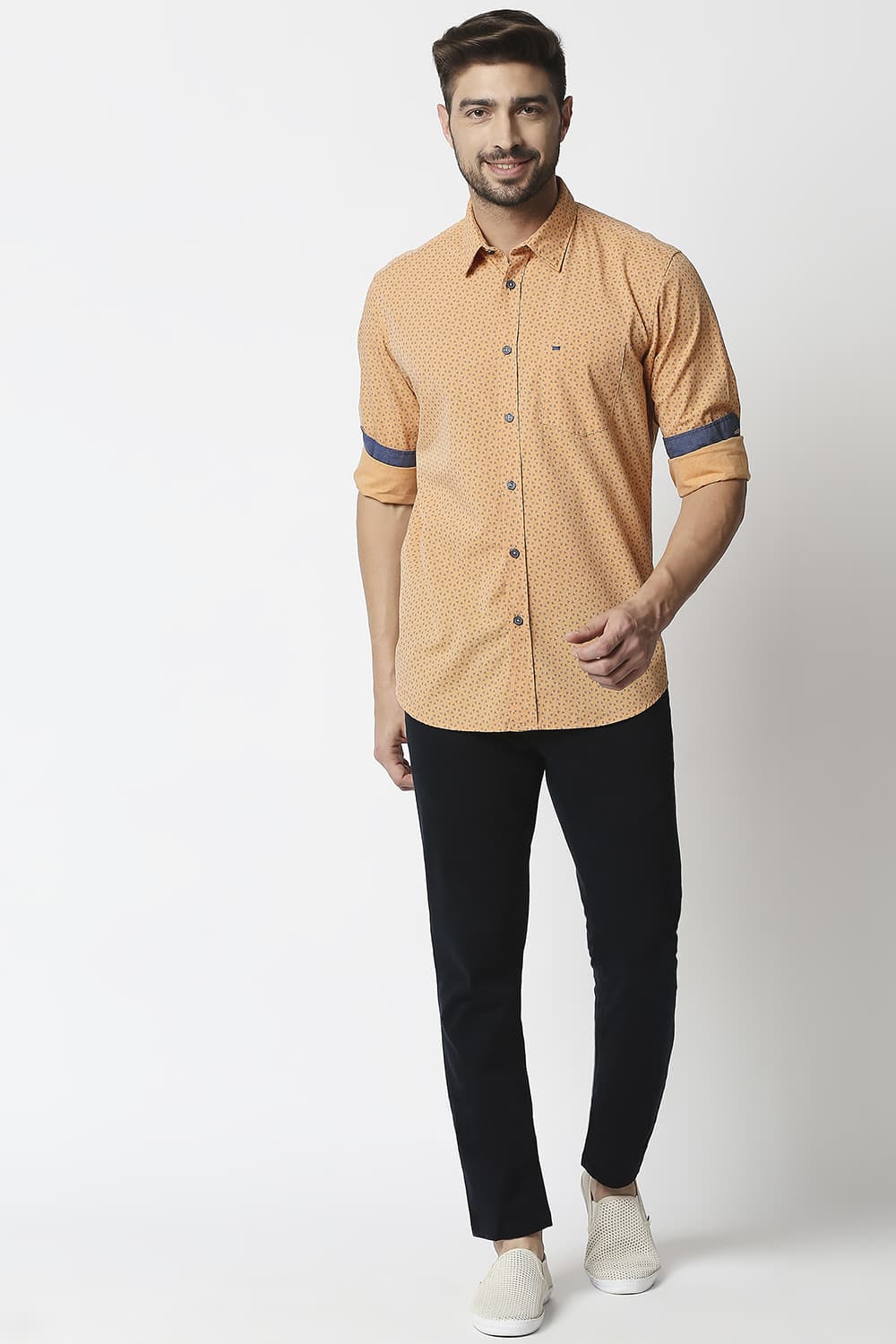 Slim Fit Fil-a-fil Printed Shirt