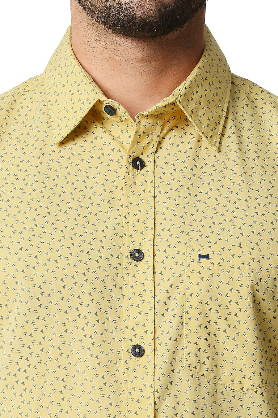 BASICS SLIM FIT SNAP DRAGON YELLOW FIL-A-FIL PRINTED SHIRT