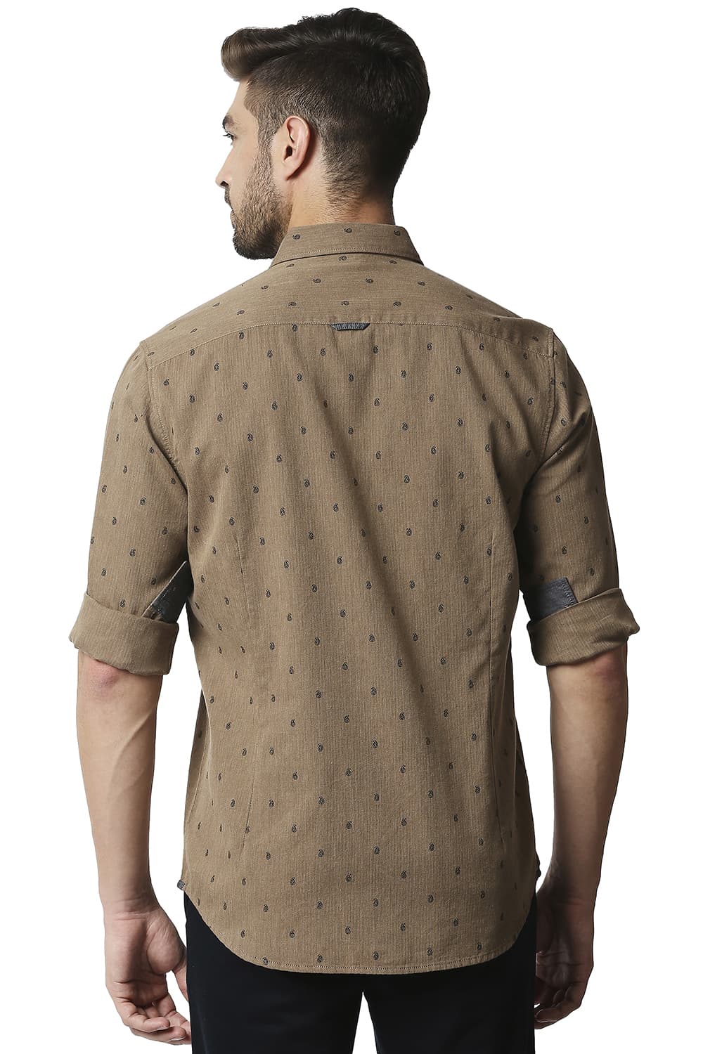 BASICS SLIM FIT MELANGE PRINTED SHIRT