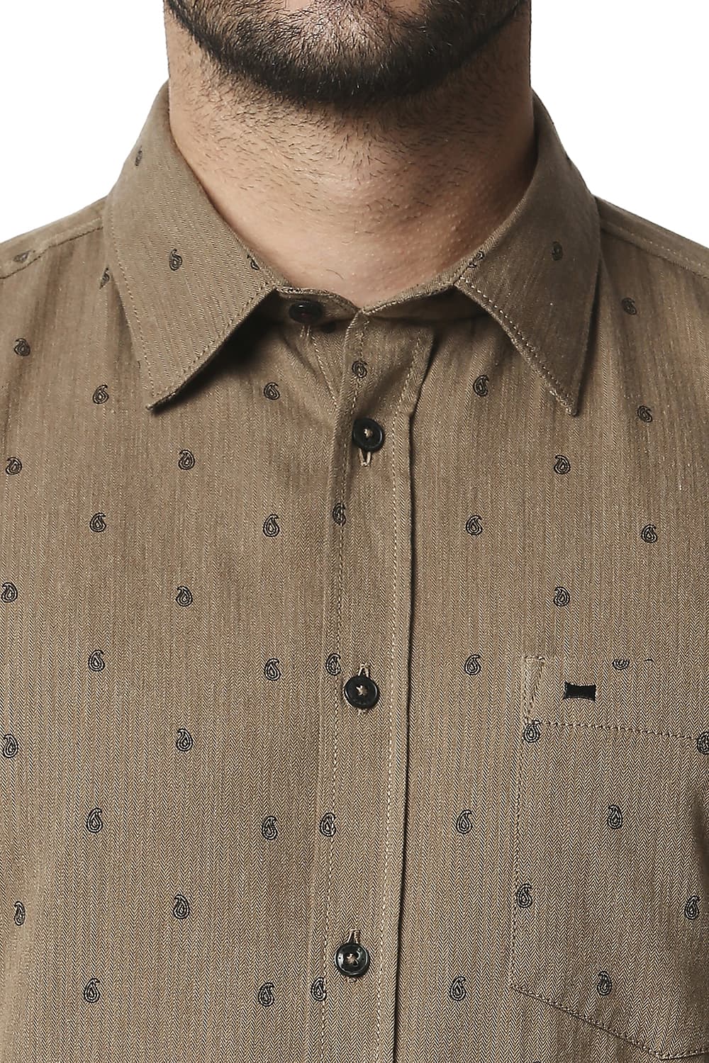 BASICS SLIM FIT MELANGE PRINTED SHIRT