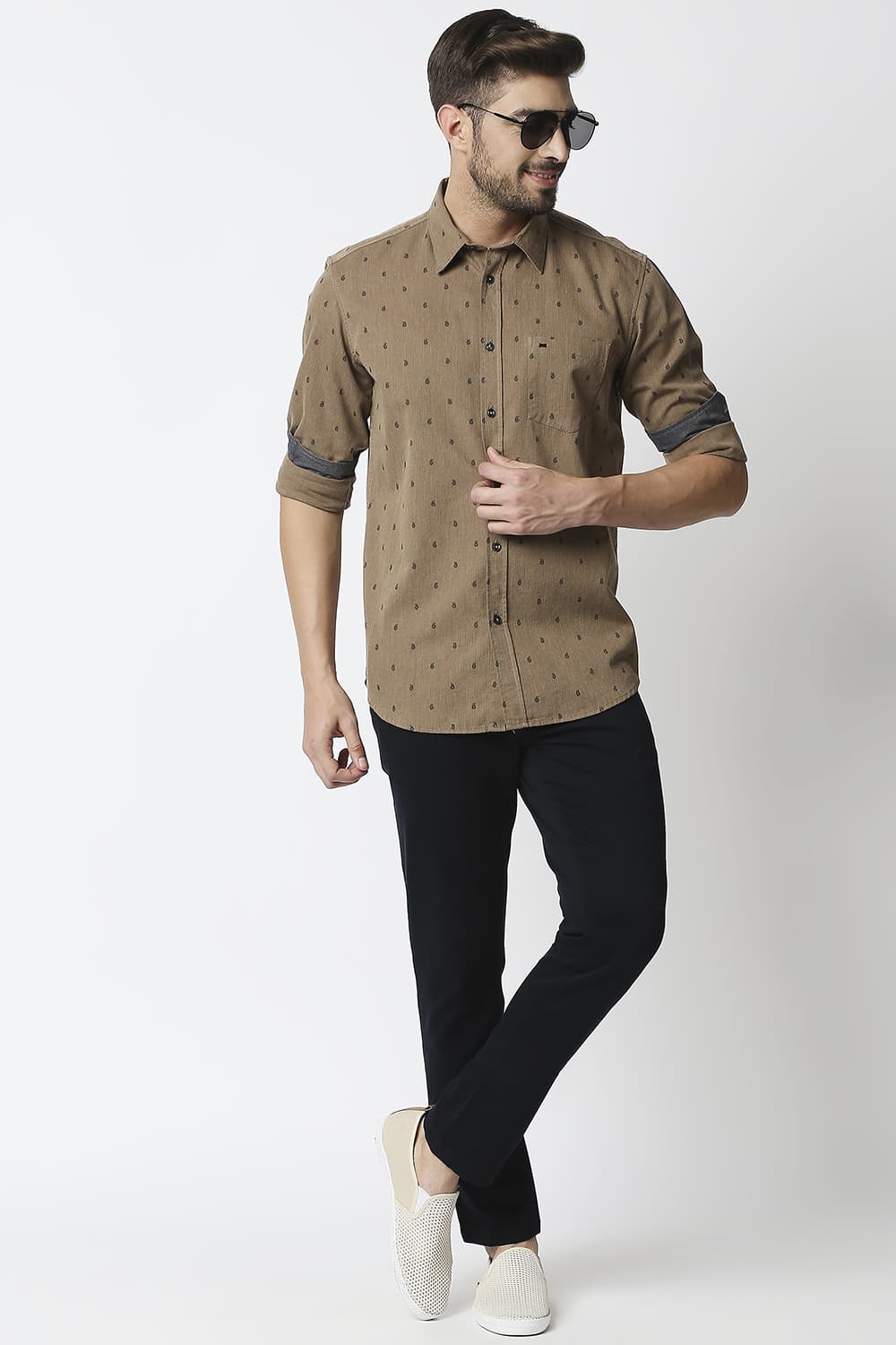 Slim Fit Melange Printed Shirt