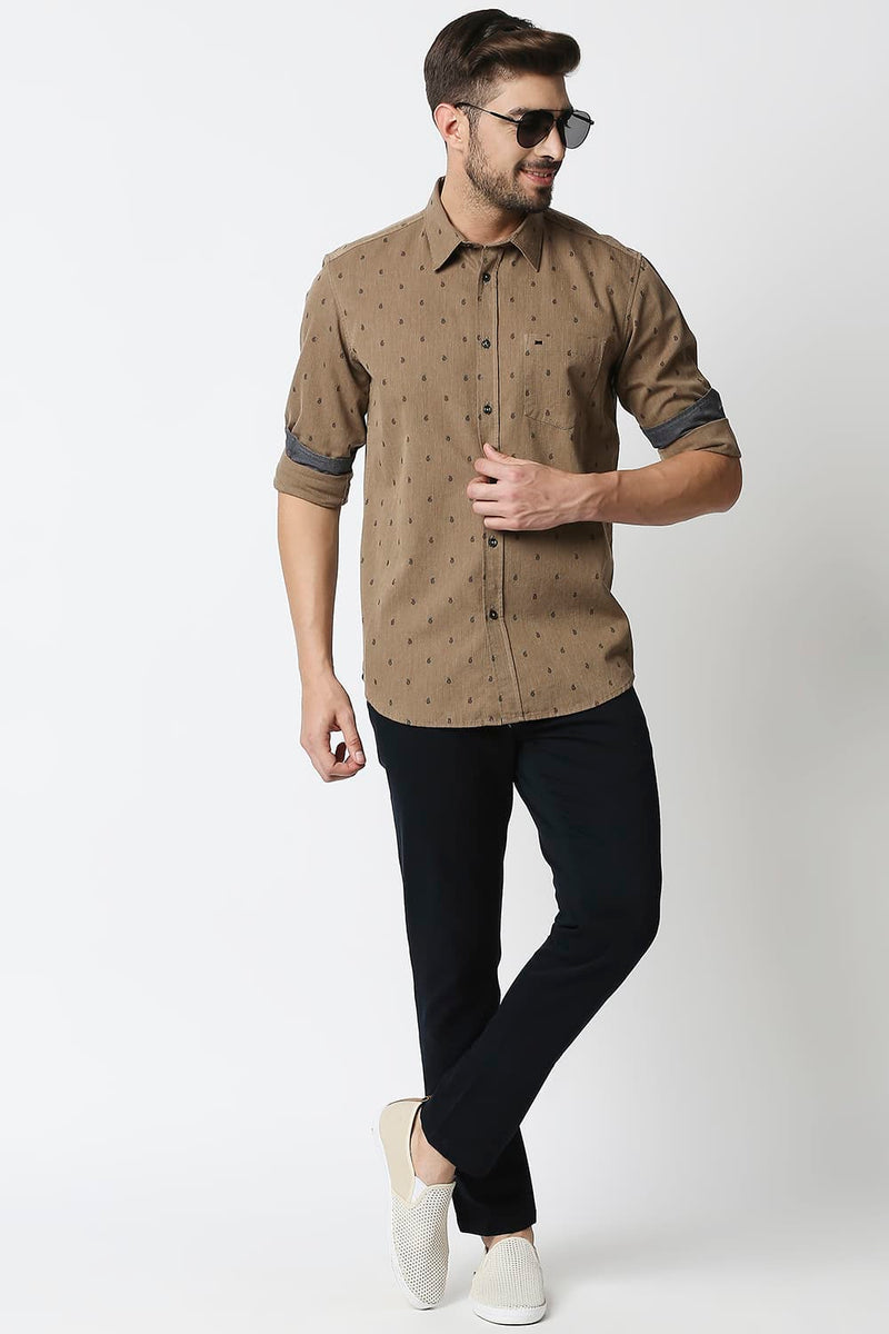 Slim Fit Melange Printed Shirt