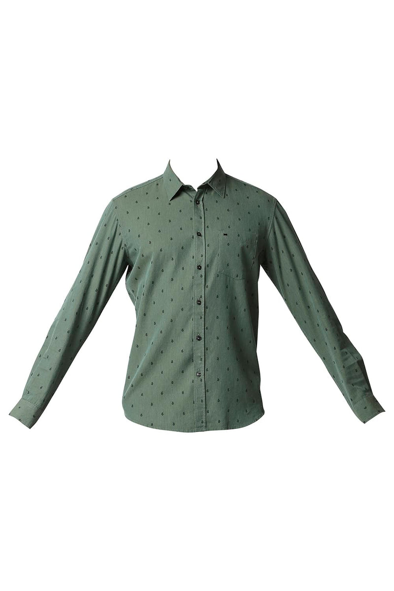 BASICS SLIM FIT MELANGE PRINTED SHIRT