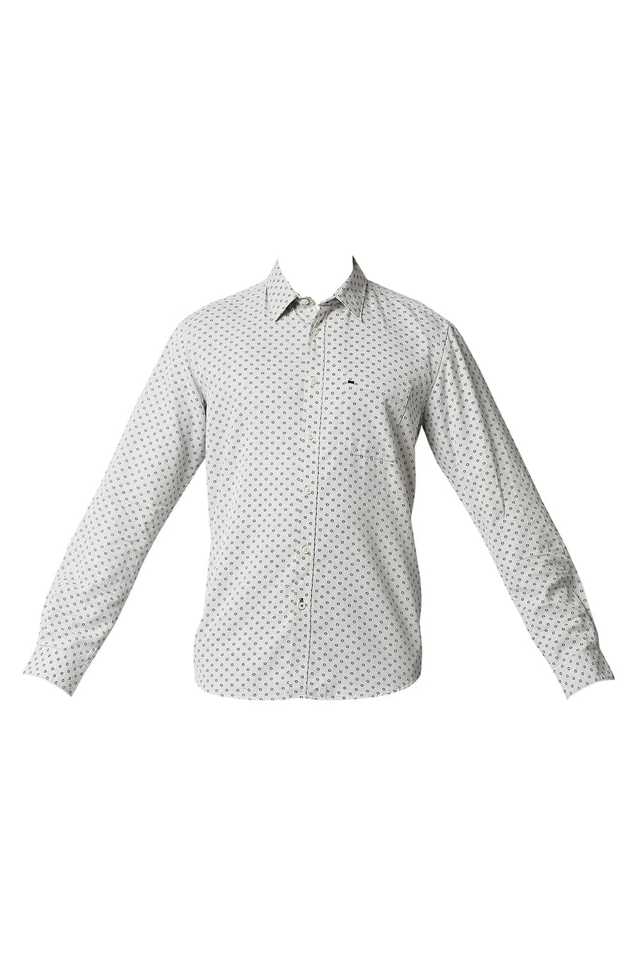 BASICS SLIM FIT ANTARCTICA GEY MELANGE PRINTED SHIRT