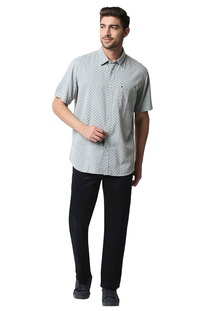 BASICS SLIM FIT MELANGE PRINTED SHIRT