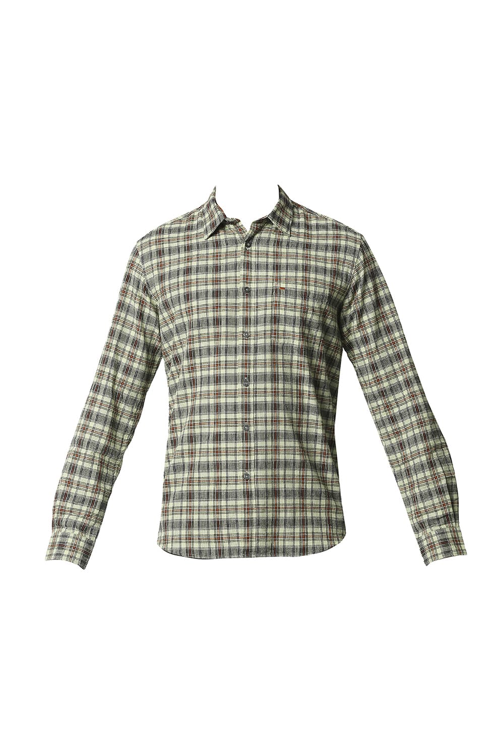 BASICS SLIM FIT COTTON JUTE CHECKS SHIRT