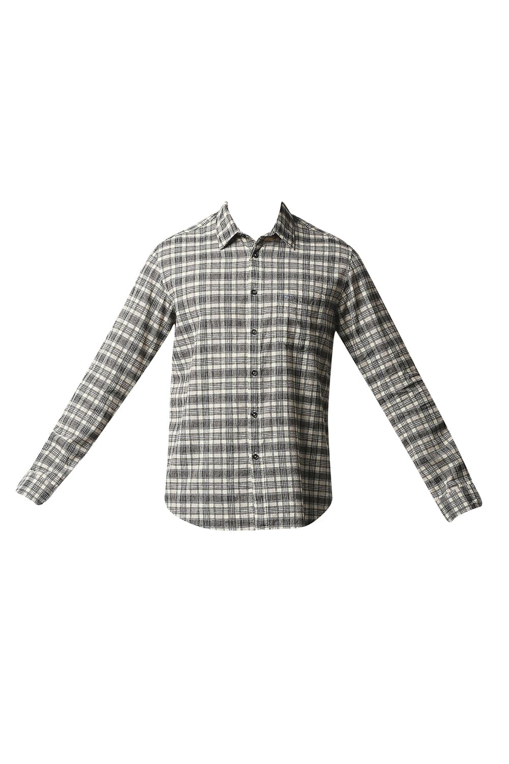 BASICS SLIM FIT COTTON JUTE CHECKS SHIRT