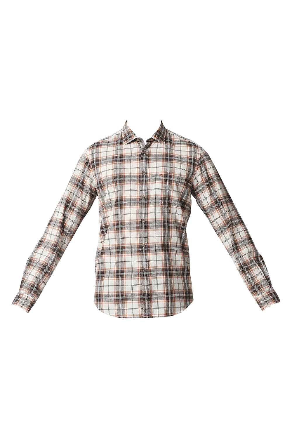 BASICS SLIM FIT COTTON JUTE CHECKS SHIRT