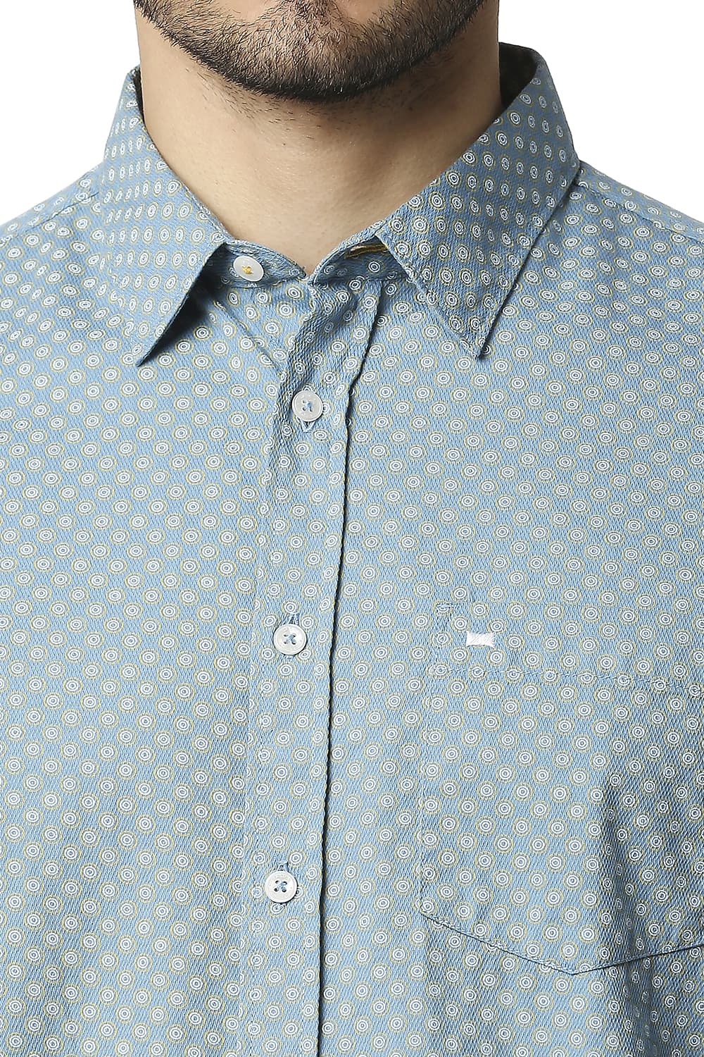 BASICS SLIM FIT DOBBY PRINTED SHIRT