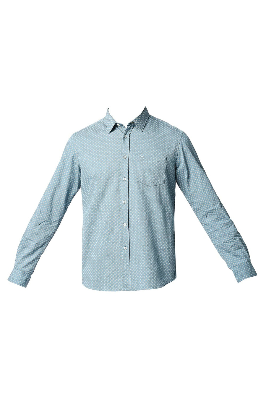 BASICS SLIM FIT ADRIATIC BLUE DOBBY PRINTED SHIRT