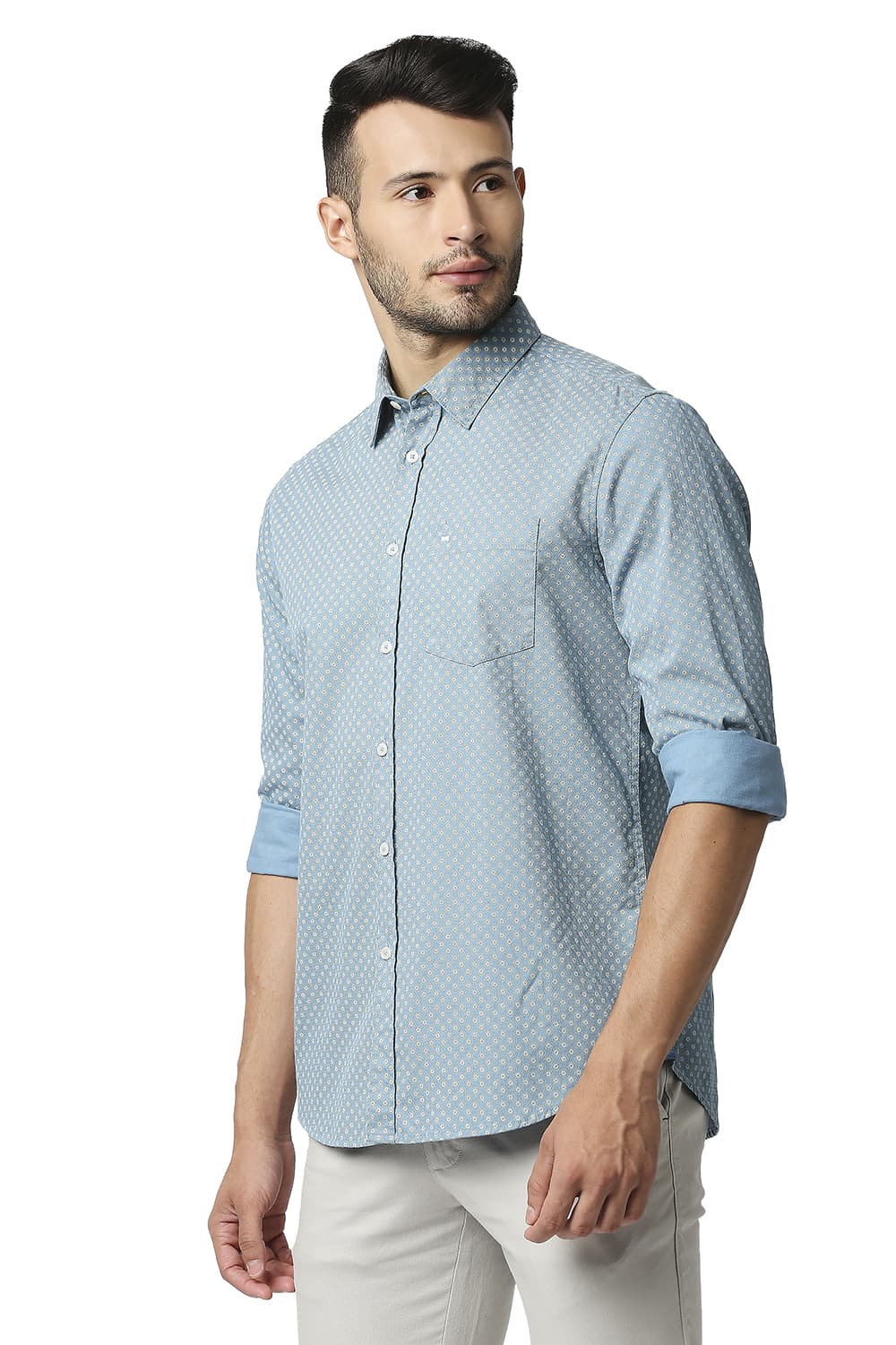 BASICS SLIM FIT DOBBY PRINTED SHIRT