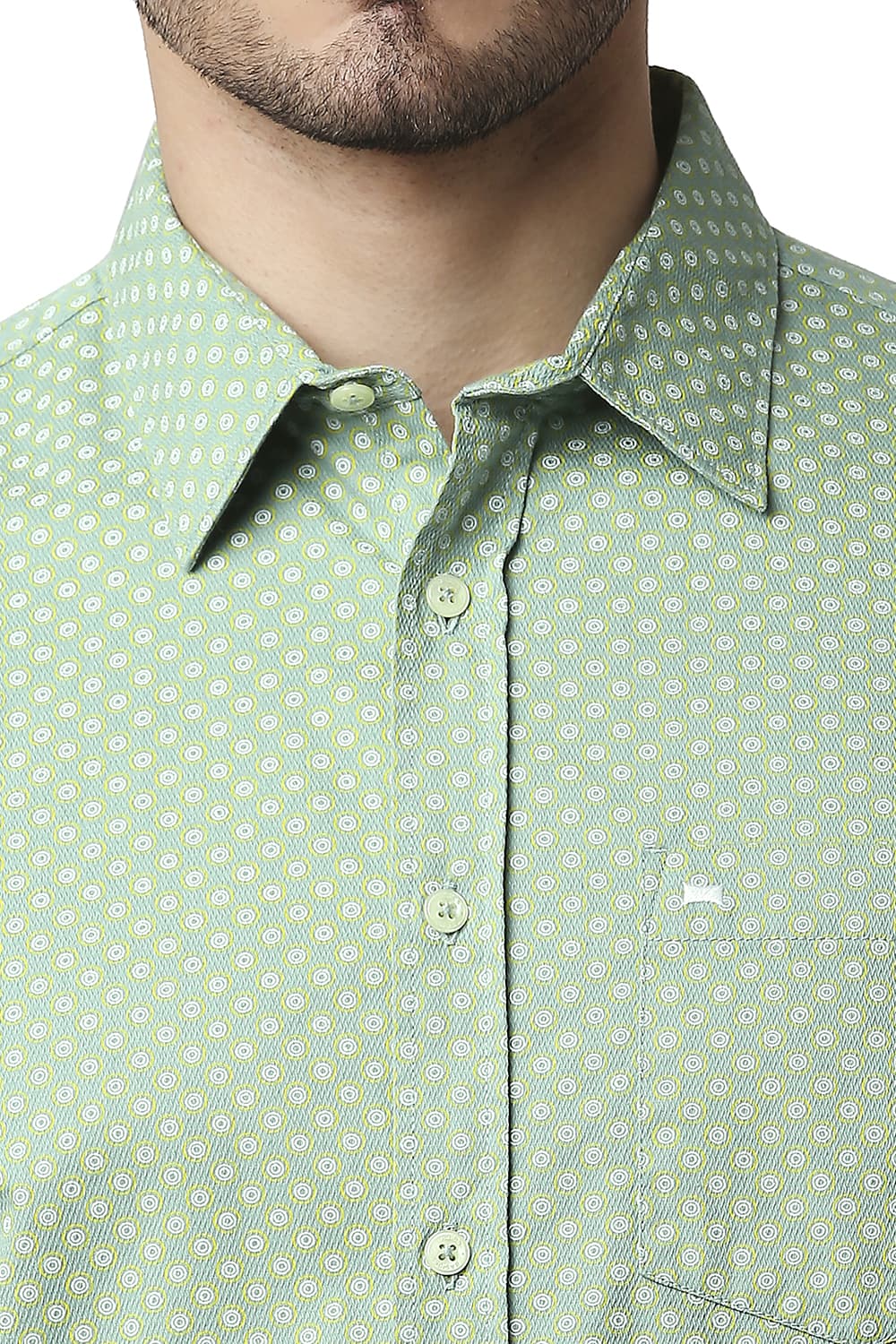 BASICS SLIM FIT DOBBY PRINTED SHIRT