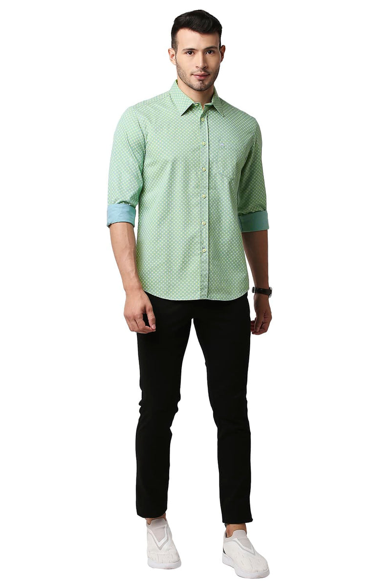 BASICS SLIM FIT DOBBY PRINTED SHIRT