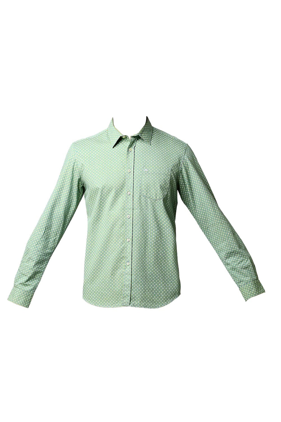 BASICS SLIM FIT GRANITE GREEN DOBBY PRINTED SHIRT