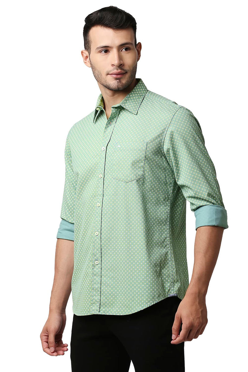 BASICS SLIM FIT DOBBY PRINTED SHIRT