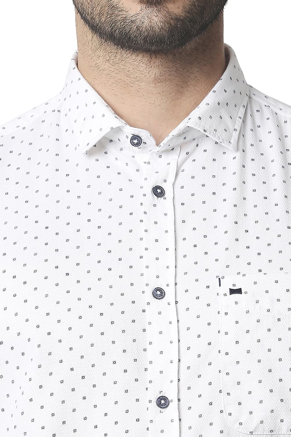 BASICS SLIM FIT DOBBY PRINTED HALFSLEEVES SHIRT