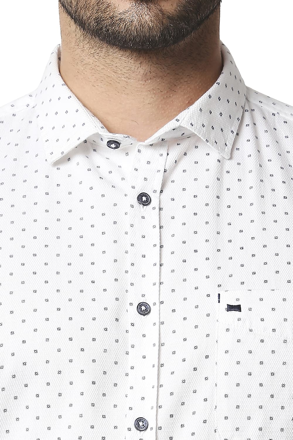 BASICS SLIM FIT DOBBY PRINTED SHIRT