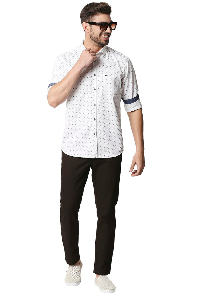 BASICS SLIM FIT DOBBY PRINTED SHIRT