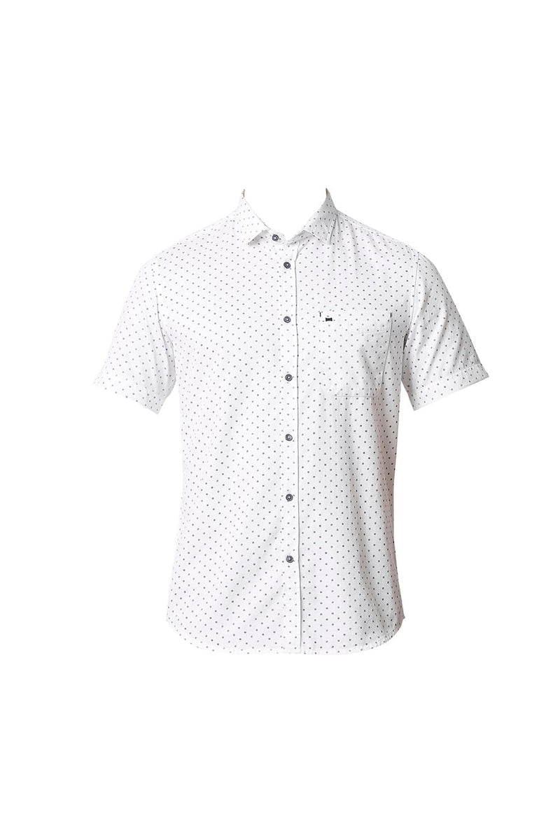 BASICS SLIM FIT DOBBY PRINTED HALFSLEEVES SHIRT