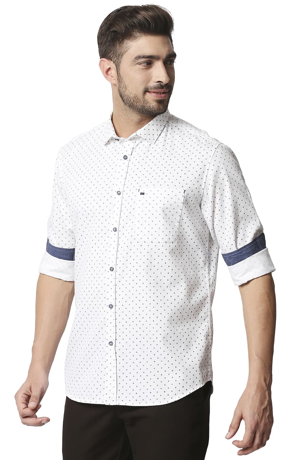 BASICS SLIM FIT DOBBY PRINTED SHIRT