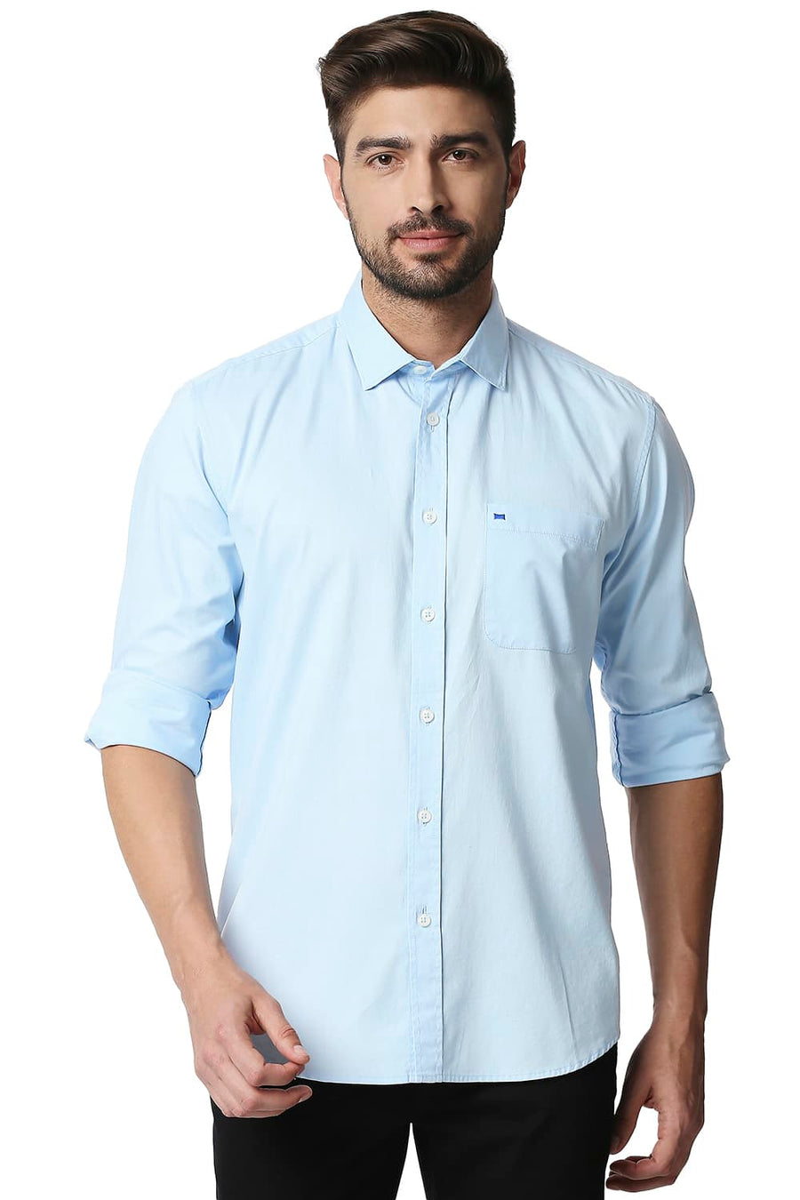 BASICS SLIM FIT BLUE SKY OXFORD SHIRT