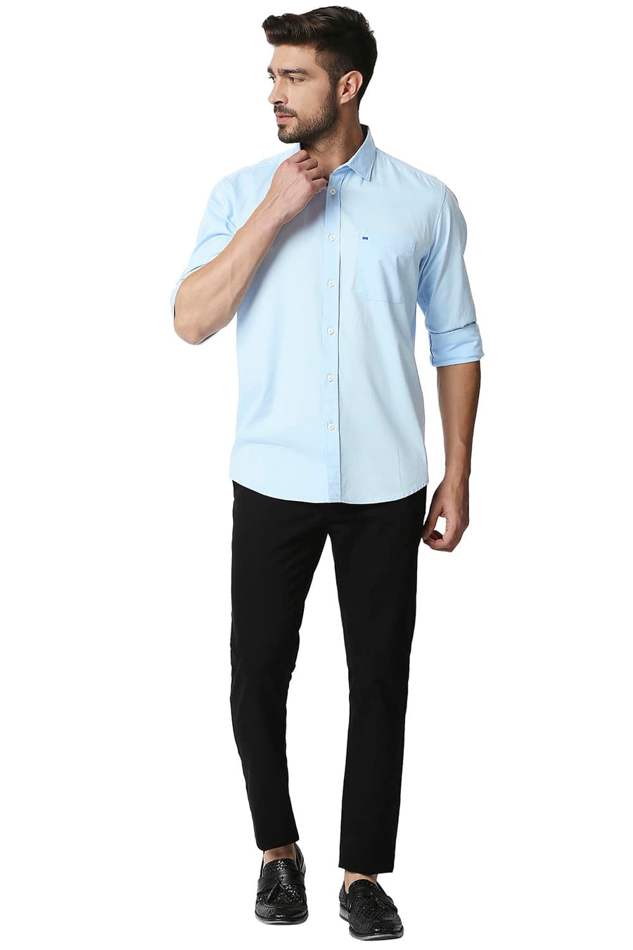 BASICS SLIM FIT BLUE SKY OXFORD SHIRT