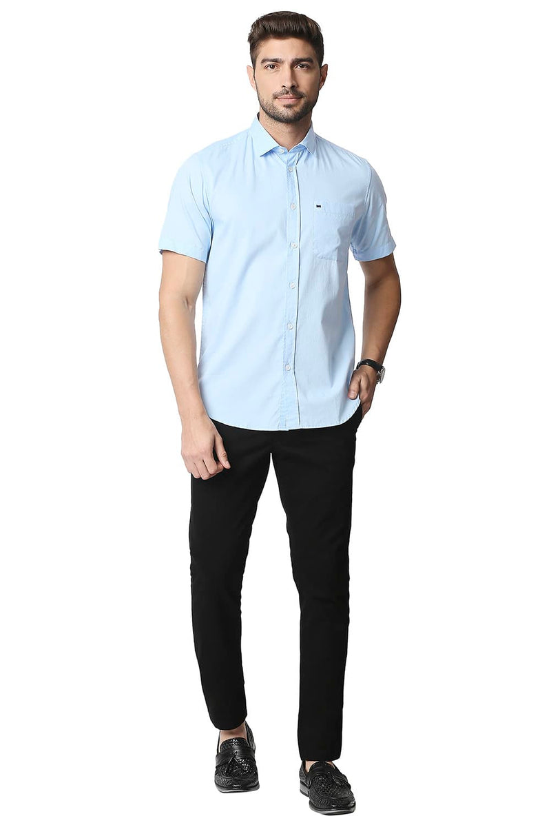 BASICS SLIM FIT OXFORD HALFSLEEVES SHIRT