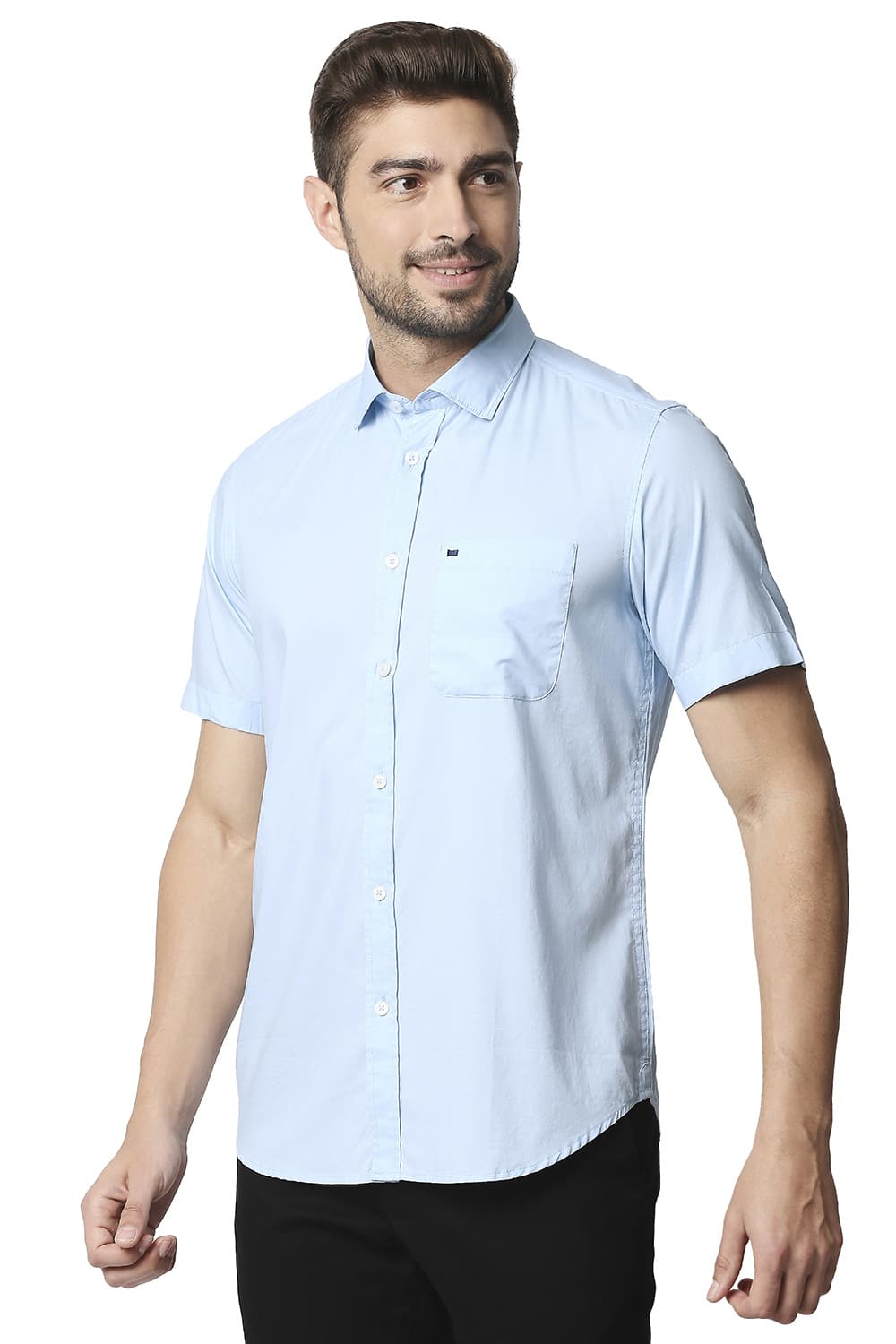 BASICS SLIM FIT OXFORD HALFSLEEVES SHIRT