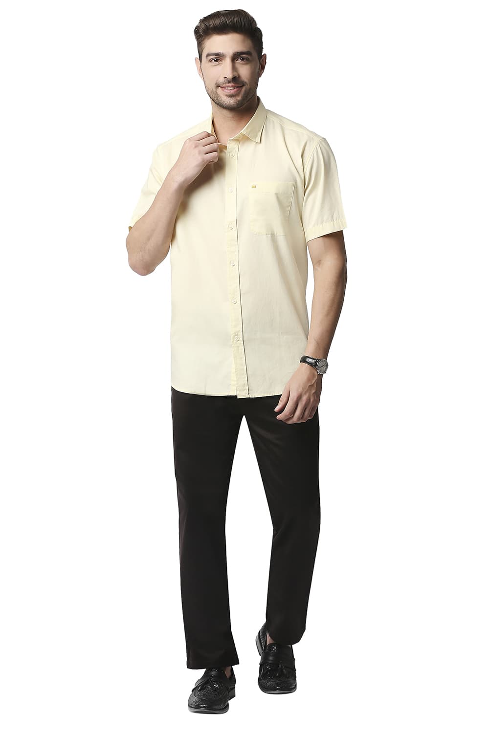 BASICS SLIM FIT OXFORD HALFSLEEVES SHIRT