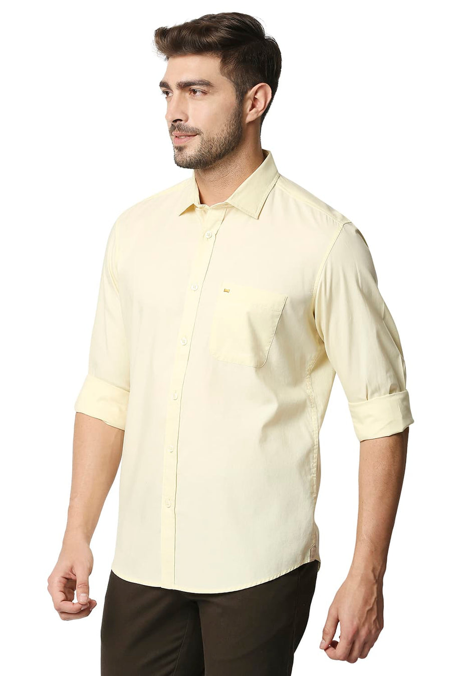 BASICS SLIM FIT ANISE FLOWER YELLOW OXFORD SHIRT