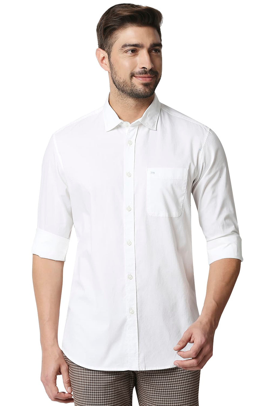 BASICS SLIM FIT BRIGHT WHITE OXFORD SHIRT