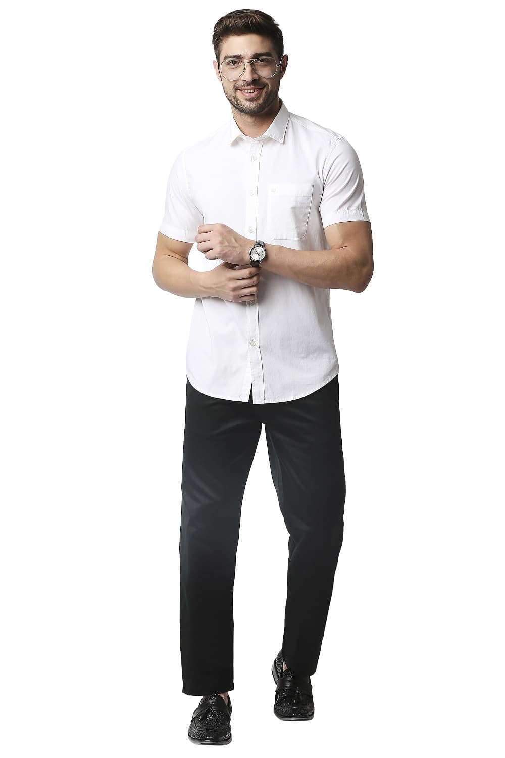 BASICS SLIM FIT OXFORD HALFSLEEVES SHIRT