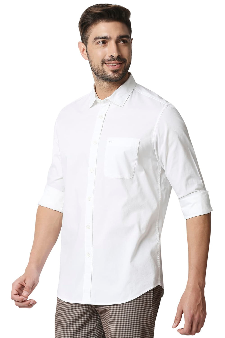 BASICS SLIM FIT BRIGHT WHITE OXFORD SHIRT