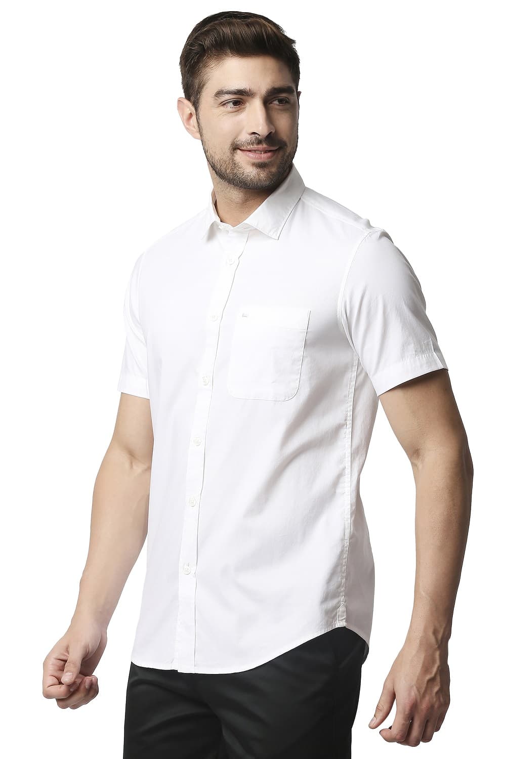 BASICS SLIM FIT OXFORD HALFSLEEVES SHIRT