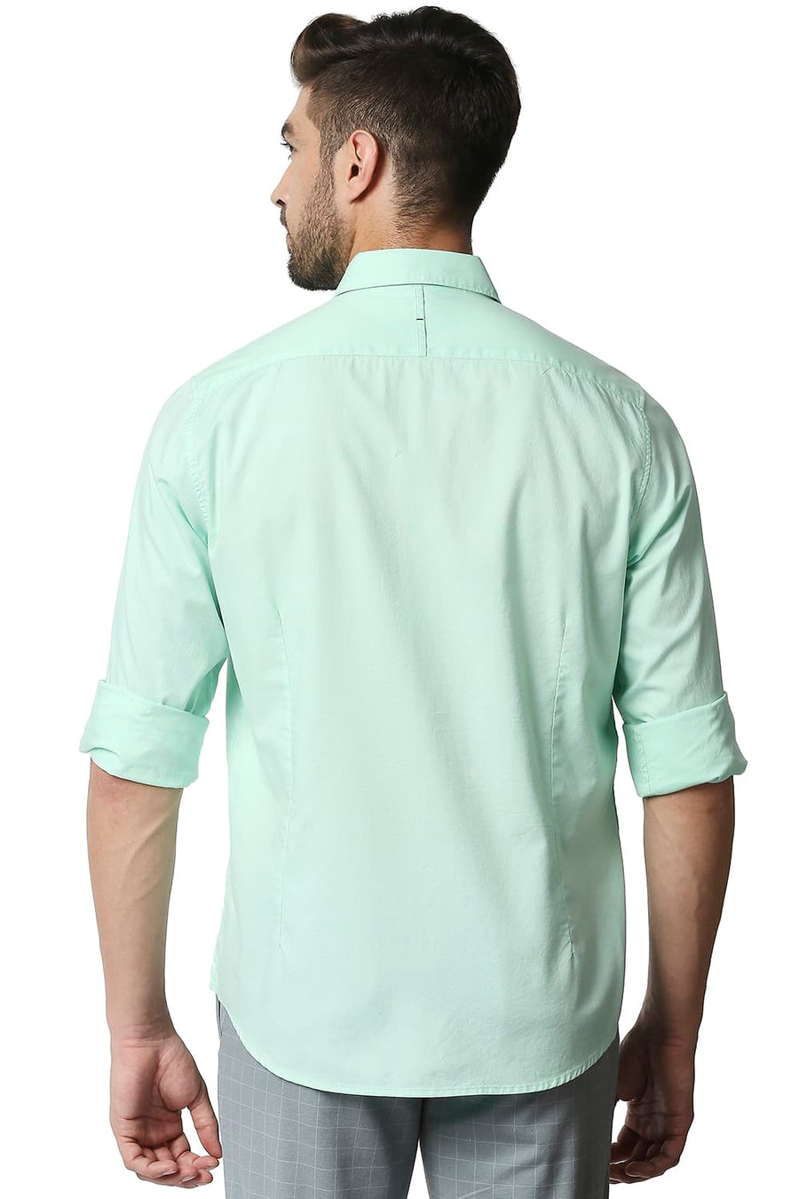BASICS SLIM FIT BROOK GREEN OXFORD SHIRT