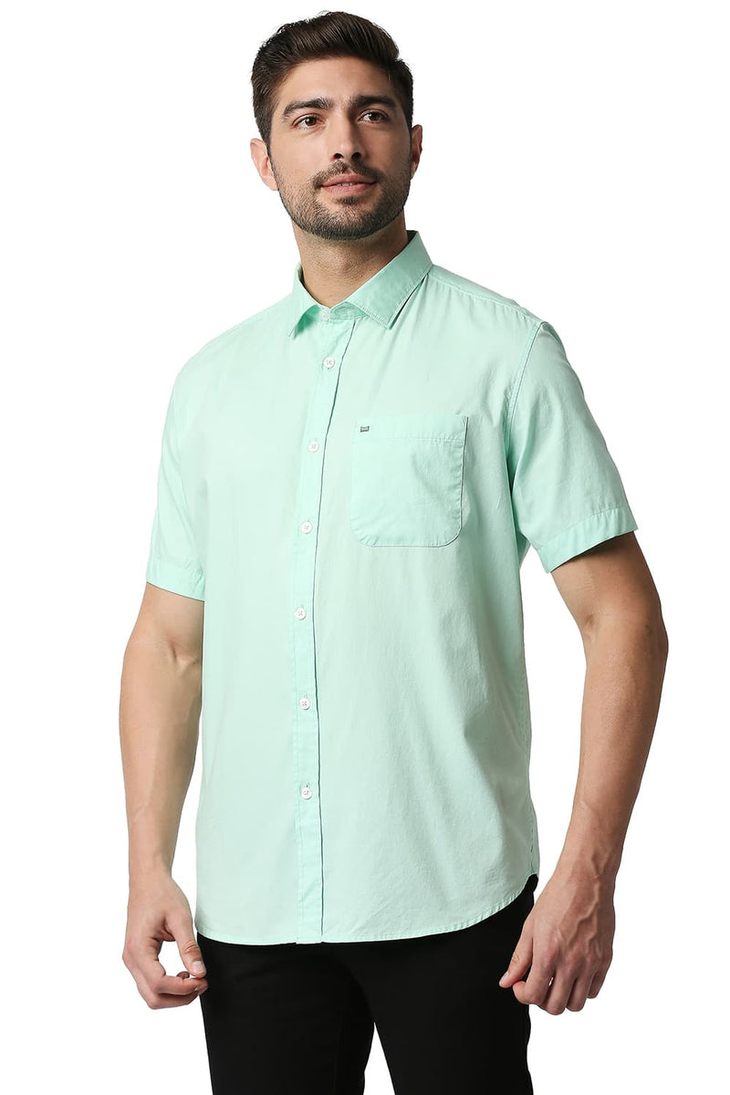 BASICS SLIM FIT OXFORD HALFSLEEVES SHIRT