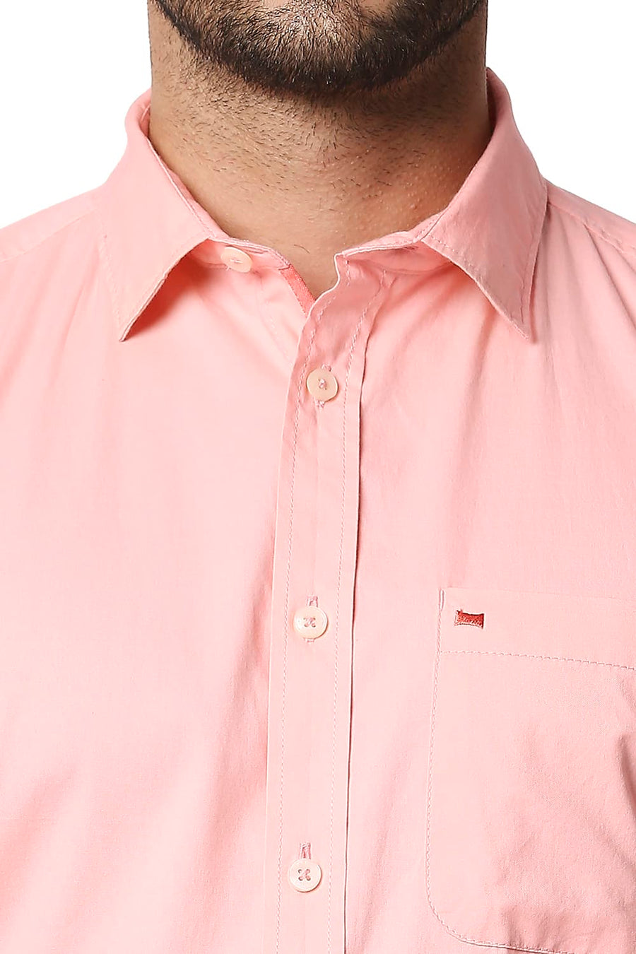 BASICS SLIM FIT PEACH BUD INK OXFORD SHIRT