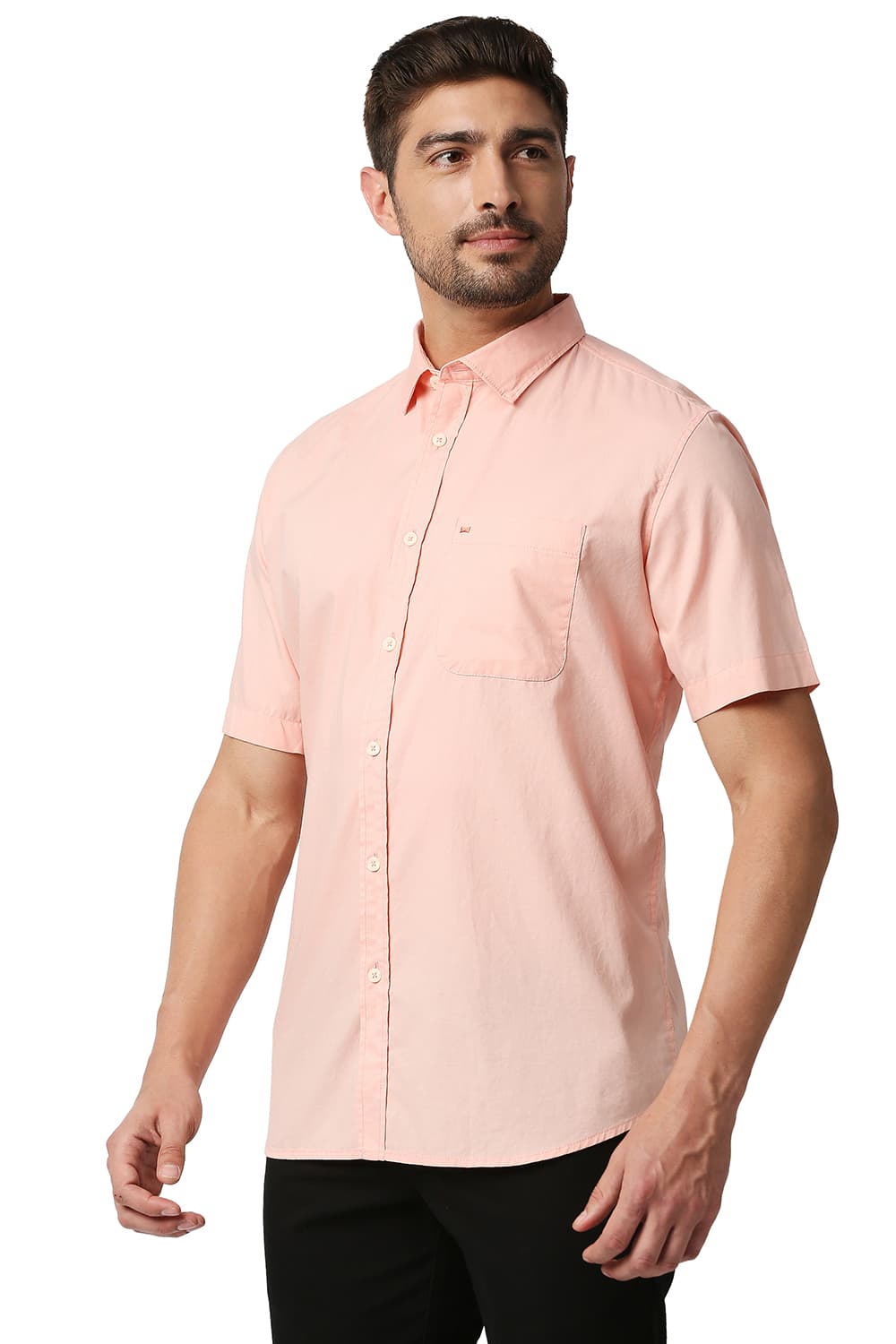 BASICS SLIM FIT OXFORD HALFSLEEVES SHIRT