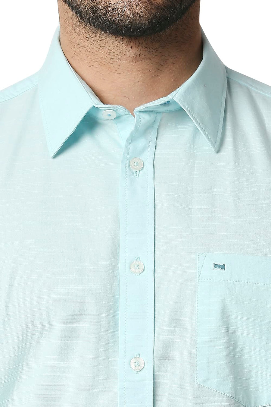 BASICS SLIM FIT AQUA PLUME SLUB SHIRT