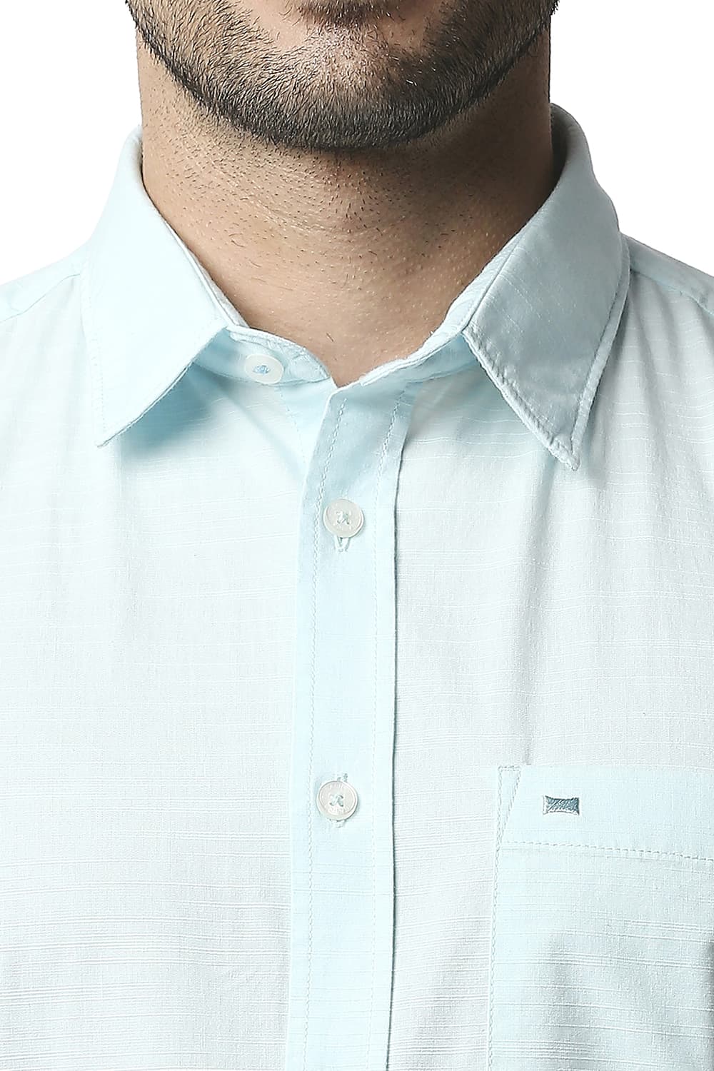 BASICS SLIM FIT SLUB HALFSLEEVES SHIRT