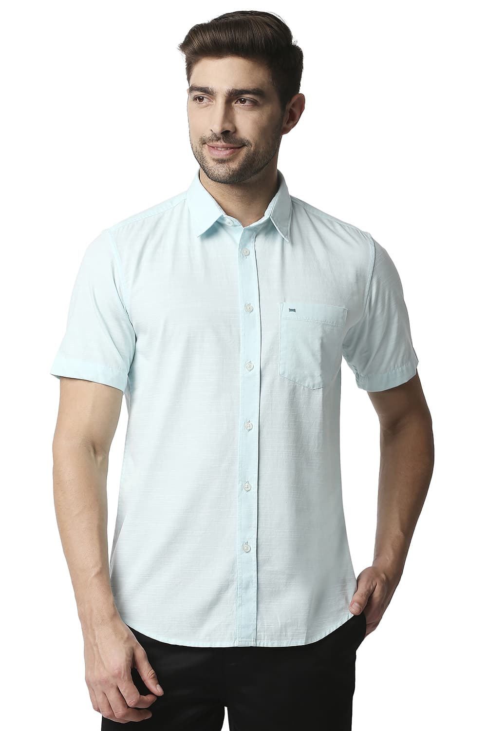 BASICS SLIM FIT SLUB SHIRT