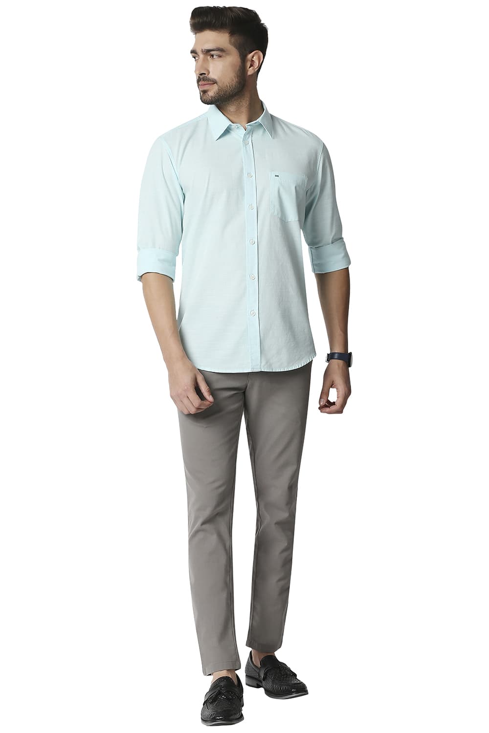 BASICS SLIM FIT SLUB SHIRT