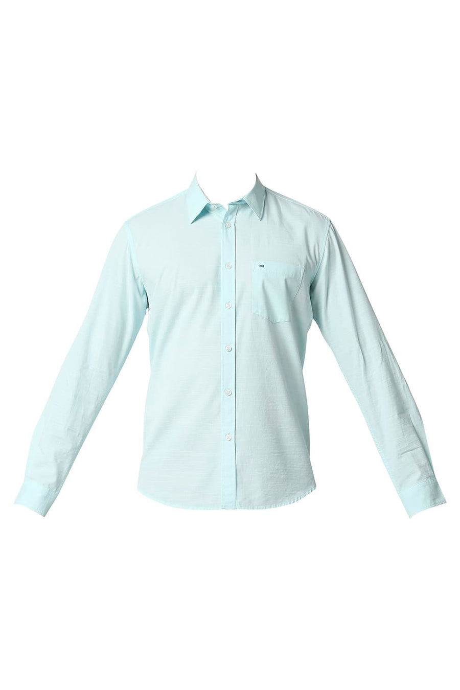 BASICS SLIM FIT AQUA PLUME SLUB SHIRT