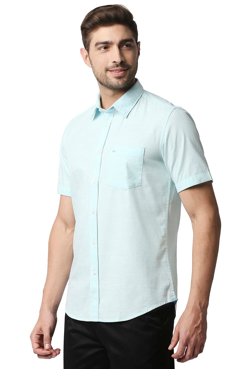 BASICS SLIM FIT SLUB HALFSLEEVES SHIRT