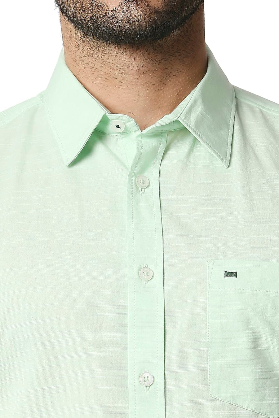 BASICS SLIM FIT PATINA GREEN SLUB SHIRT