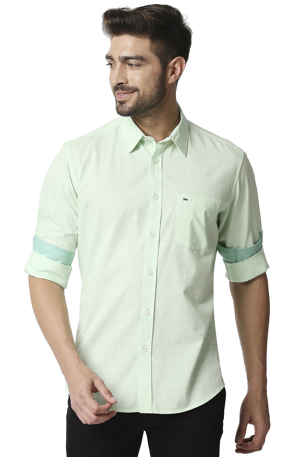 BASICS SLIM FIT SLUB SHIRT