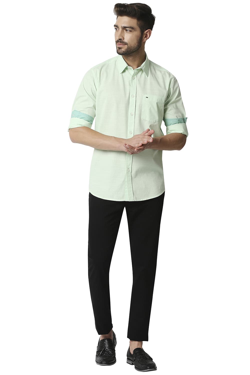 BASICS SLIM FIT SLUB SHIRT