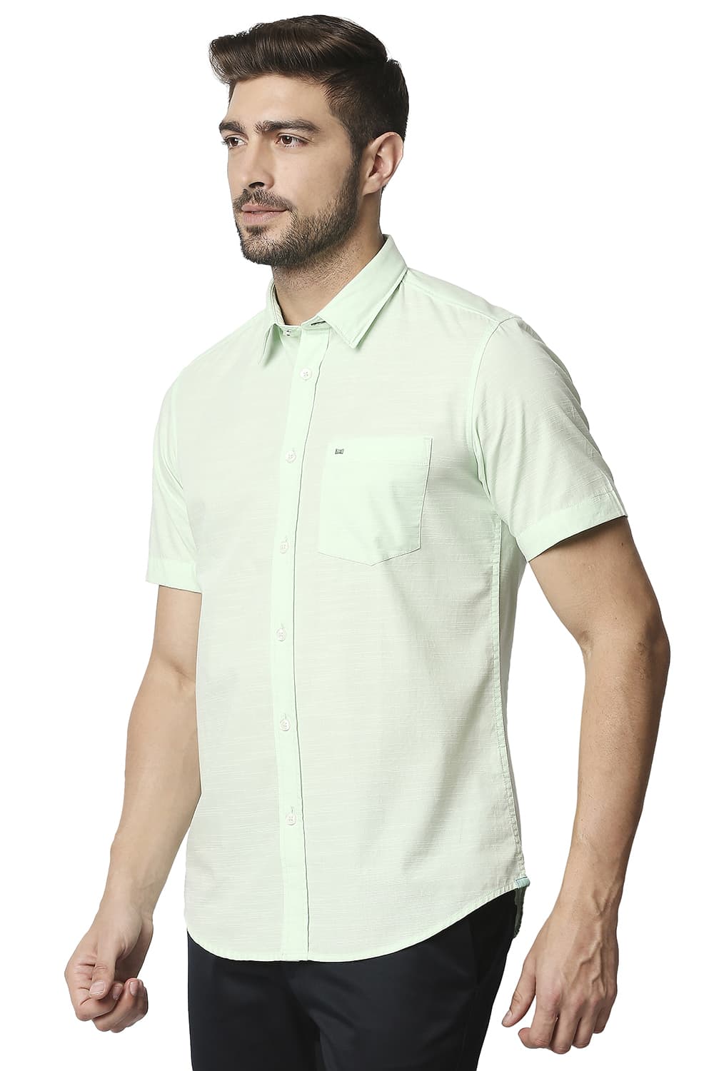 BASICS SLIM FIT SLUB HALFSLEEVES SHIRT